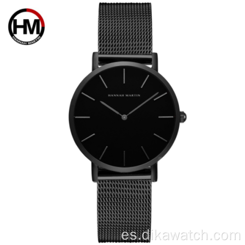 Hannah Martin CH36-W, reloj de mujer de alta calidad, malla de acero inoxidable, movimiento de cuarzo japonés, reloj impermeable para mujer